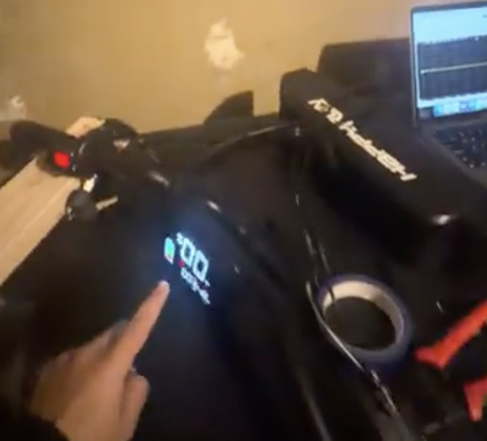 The e-bike dash powered on and showing signs of life.
