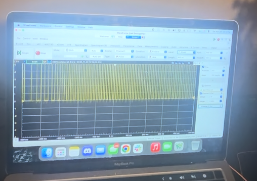 A Hall sensor scope trace showing the bad signal.