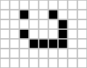 An animated lightweight spaceship moving across a Game of Life grid.