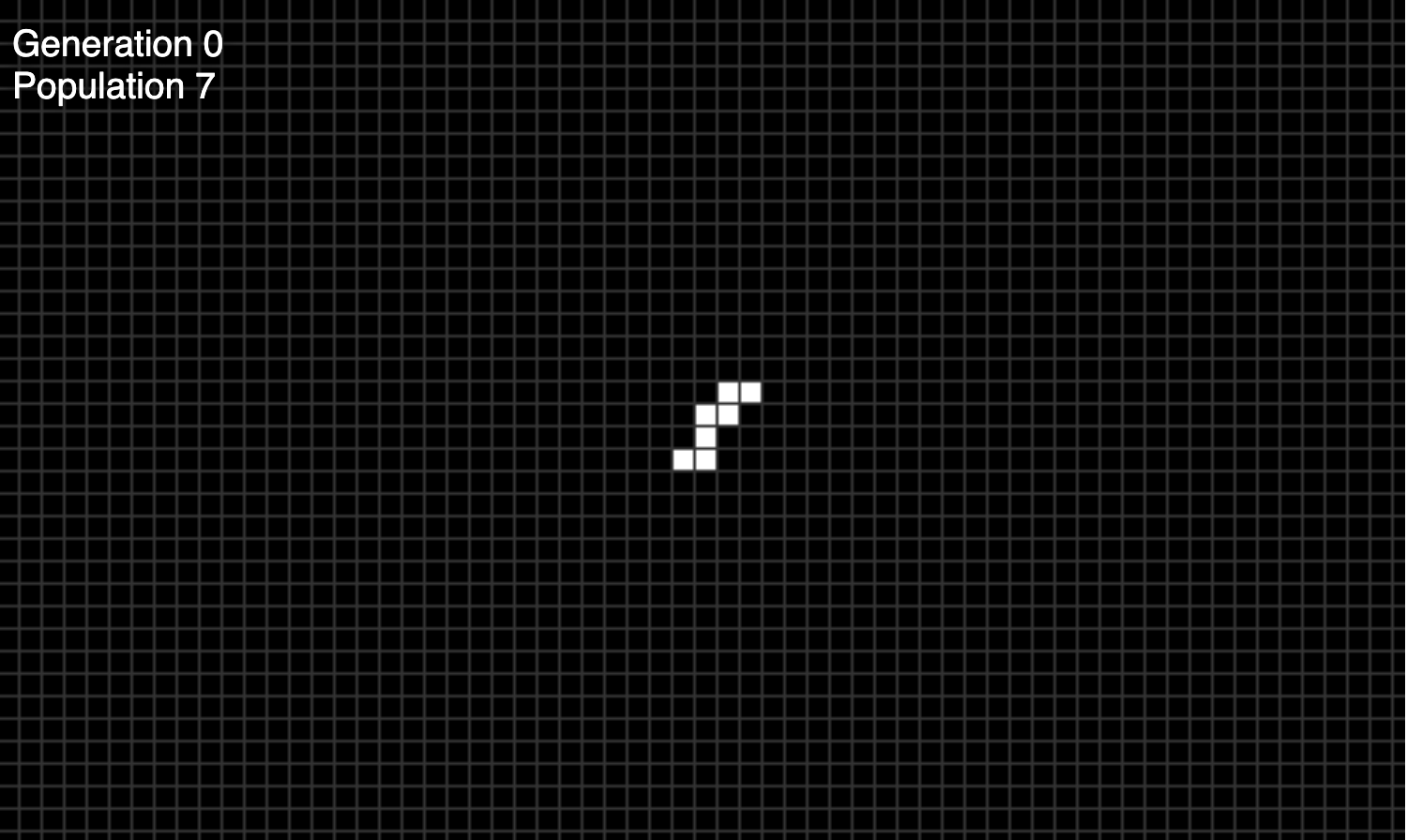 A Game of Life grid before advancing to the next generation.